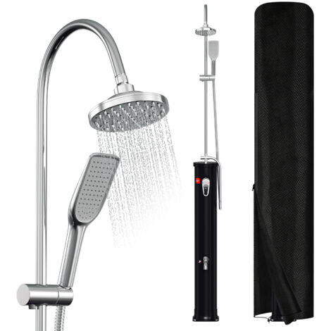 Jiubiaz Doccia solare da 20 litri con rubinetto e colonna - Copertura, tappo di scarico, doccetta inclusi (doccia da giardino, doccia da piscina, campeggio)
