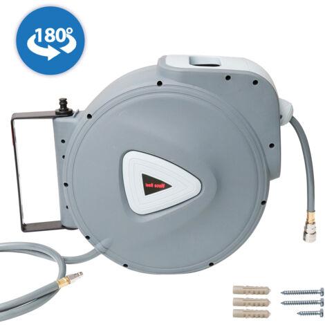 Jiubiaz Druckluft Schlauchtrommel 30m Automatischer Einzug 1/4" Anschluss Automatik Schlauchaufroller Druckluftschlauch Wandhalterung Garten-Schlauchbox