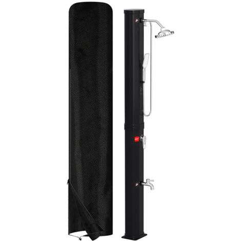 Jiubiaz Ducha solar exterior 60L, 226cm Ducha de piscina incluida funda protectora y ducha de mano - Negra
