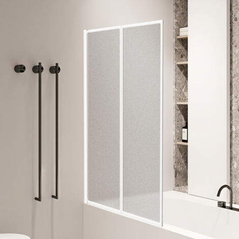 Jiubiaz Duschwand  100 x 140cm Badewannenaufsatz 2-teilig faltbar ,Weiß