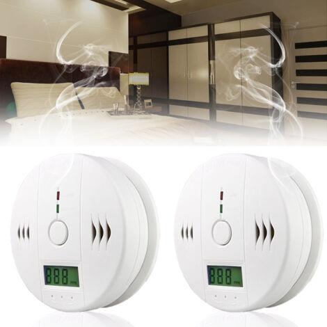 Jiubiaz Feuermelder blanco CO reforzado detectores de seguridad alarma para el hogar 85 dB con señal intermitente 2pcs