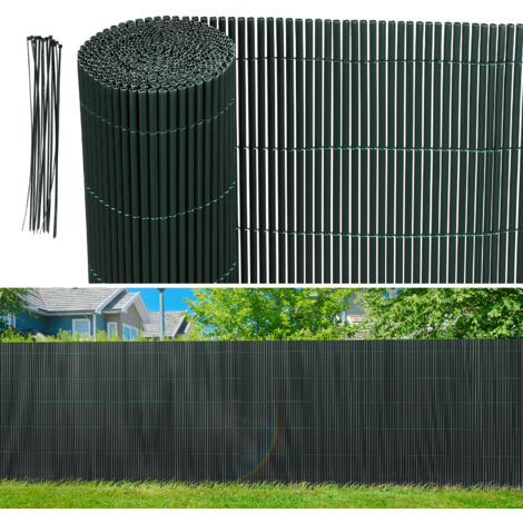 Jiubiaz Frangivista in PVC Effetto Bambù per Giardino e Balcone – Recinzione Oscurante, Frangivento, Schermo Privacy per Balcone e Giardino 100x400cm Verde