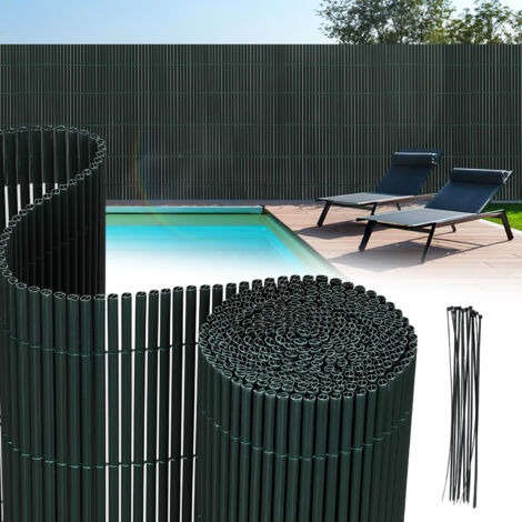 Jiubiaz Frangivista in PVC Effetto Bambù per Giardino e Balcone – Recinzione Oscurante, Frangivento, Schermo Privacy per Balcone e Giardino 160x400cm Verde