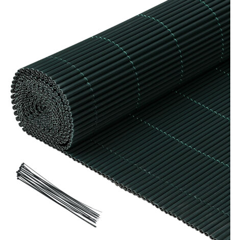 Jiubiaz Frangivista in PVC Effetto Bambù per Giardino e Balcone – Recinzione Oscurante, Frangivento, Schermo Privacy per Balcone e Giardino 160x800cm Verde