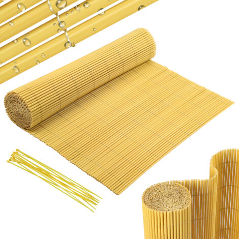 Jiubiaz Frangivista in PVC Effetto Bambù per Giardino e Balcone – Recinzione Oscurante, Frangivento, Schermo Privacy per Balcone e Giardino 80x1000cm Bambù