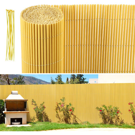Jiubiaz Frangivista in PVC Effetto Bambù per Giardino e Balcone – Recinzione Oscurante, Frangivento, Schermo Privacy per Balcone e Giardino 90x400cm Bambù