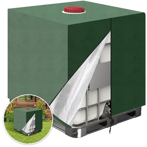 Jiubiaz Funda para depósito IBC de tejido Oxford 210D, funda protectora duradera para contenedor IBC, funda protectora impermeable al polvo para depósito de agua de lluvia y contenedor de agua, verde