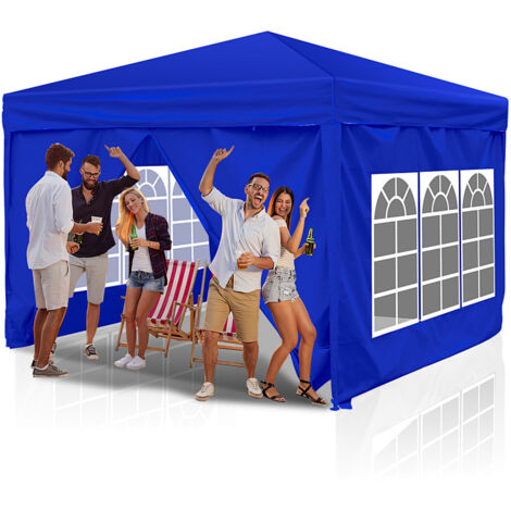 Jiubiaz Gazebo pieghevole 3x3m, resistente alla pioggia, tenda pieghevole robusta per giardino, campeggio ed eventi, blu