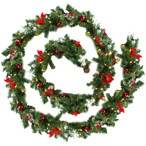 Jiubiaz Ghirlanda natalizia Decorazione natalizia per pareti, caminetti e scale 5 m decorata con 100 LED