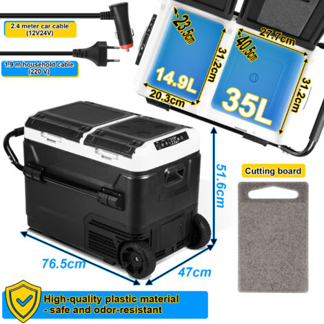 Jiubiaz Glacière à compresseur 50L Glacière électrique 12V/240V avec Commande APP pour Refroidir, congeler et Maintenir au Chaud Réfrigérateur jusqu'à -20 °C