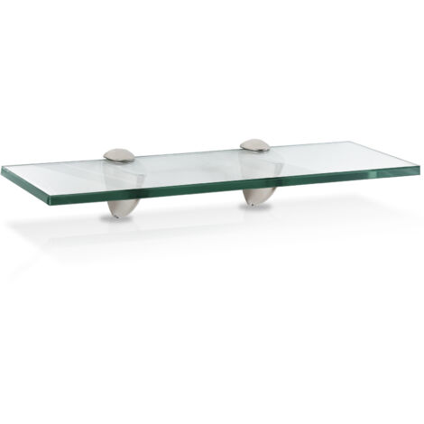 Jiubiaz Glasablage Klarglas Glänzend, aus rostfreiem Zinkdruckguss, Silber glänzend, Zinkdruckguss chrom, Glas Transparent 4010CM