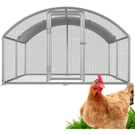 Jiubiaz Hühnerstall 3x4x2m Bogenaufsatz Hühnerhaus Kleintierstall Freilaufgehege Kleintiergehege Voliere Freigehege Hühnerkäfig Geflügelstall Verzinkter