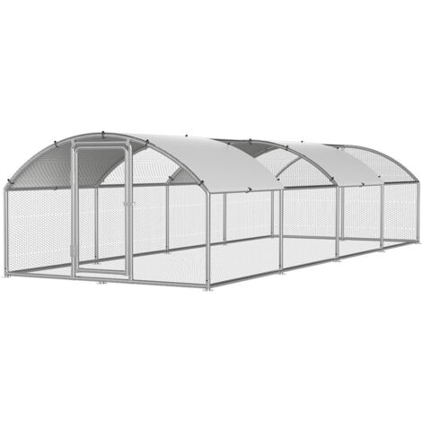 Jiubiaz Hühnerstall Hühnerhaus 3x8x2m Bogenaufsatz Kleintierstall Freilaufgehege Kleintiergehege Voliere Freigehege Hühnerkäfig Geflügelstall Verzinkter Stahl