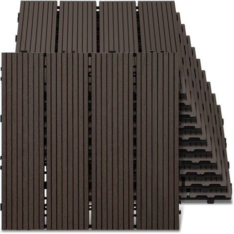 Jiubiaz Juego de 44 baldosas de patio entrelazadas de 30 x 30 cm, suelo exterior para jardín, balcón, piscina, color marrón café