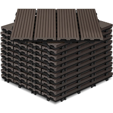 Jiubiaz Juego de 55 baldosas de patio entrelazadas de 30 x 30 cm, suelo exterior para jardín, balcón, piscina, color marrón café