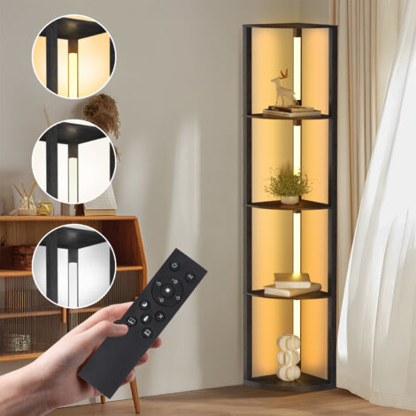 Jiubiaz lampada da terra/lampada da soggiorno, 163 cm con lampada 4 ripiani MDF 220V