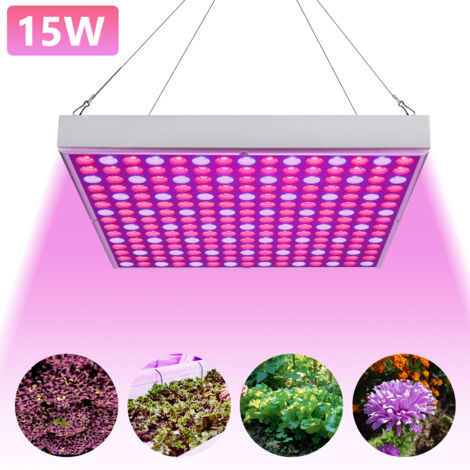 Jiubiaz Lampada LED per piante Accessori per giardino e serra Lampada per piante da 15 W 225 LED Rosso Blu Spettro completo per serra, giardino, fiori e coltivazione indoor