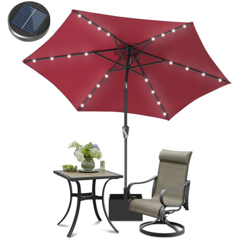 Jiubiaz Ombrellone da 2,7 m con illuminazione a LED – Ombrellone da balcone e giardino, rosso