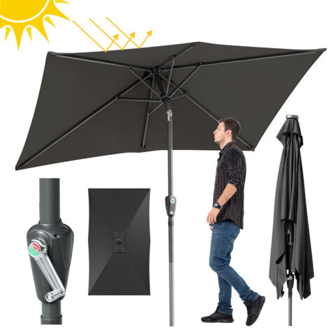 Jiubiaz Ombrellone da giardino dritto – Formato rettangolare 210x140cm Grigio inclinabile