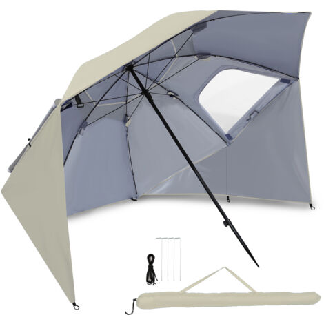 Jiubiaz Ombrellone da mare UV50+ – Tessuto Khaki, struttura robusta per giardino/spiaggia