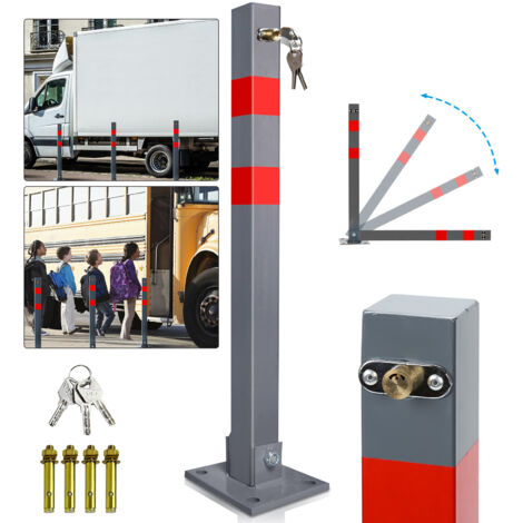 Jiubiaz Palo di sbarramento Barriera pieghevole per parcheggio 66cm bloccabile in acciaio inox