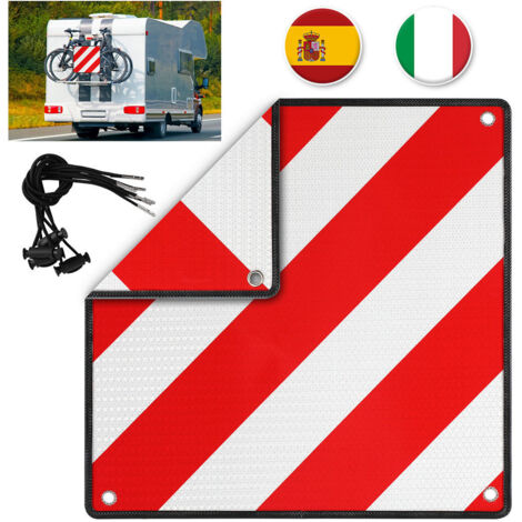 Jiubiaz Placa de advertencia para Italia y España – Placa reflectante 500x500 mm roja y blanca