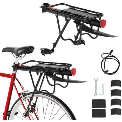 Jiubiaz Portaequipajes trasero universal ajustable de aluminio – Soporte para VTT y bicicleta