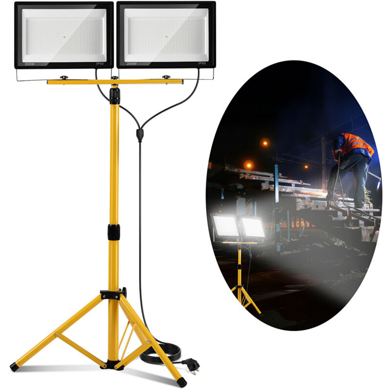 Jiubiaz Projecteur LED 200W, éclairage floodlight extérieur, projecteur de chantier étanche IP66, lumière blanc froid