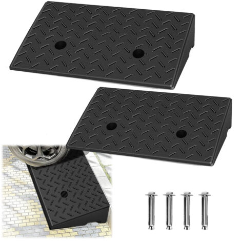 Jiubiaz Rampa de Bordillo de 2 Piezas Rampa de Bordillo de Goma Portátil para Sillas de Ruedas 49x30x11cm