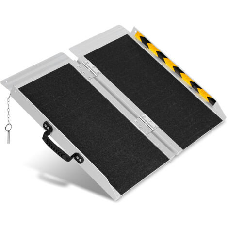 Jiubiaz Rampe Fauteuil Roulant 61cm Rampe Pliable Antidérapant en Aluminium 2x Portable Surface antidérapante Capacité 270KG