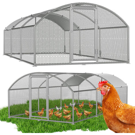 Jiubiaz Recinto 3×6×2 m con tetto ad arco – Pollaio in metallo accessibile, superficie di 18 m², porta con serratura, recinto per polli e piccoli animali