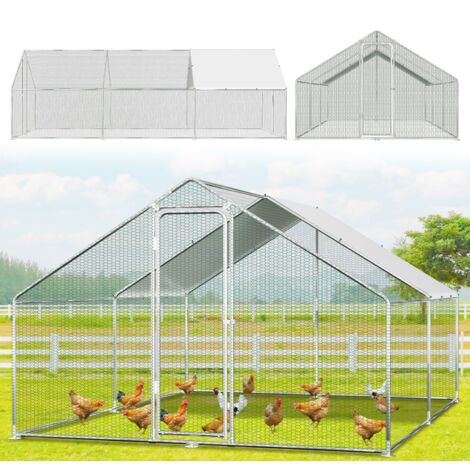 Jiubiaz Recinto para gallinas con parque vallado de 3 x 6 x 2 m, para pollos, con cerradura de seguridad y tela PE impermeable
