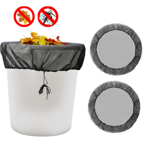 Jiubiaz Rete per bidoni della pioggia 95 cm in set da 2 – Rete di copertura con cordoncino, regolabile, protezione da foglie e zanzare