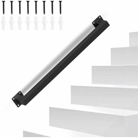 Jiubiaz Ringhiera per scala a muro Corrimano per scala nera  Rivestimento parapetto Lunghezza 60 cm Realizzato in metallo Interno Esterno