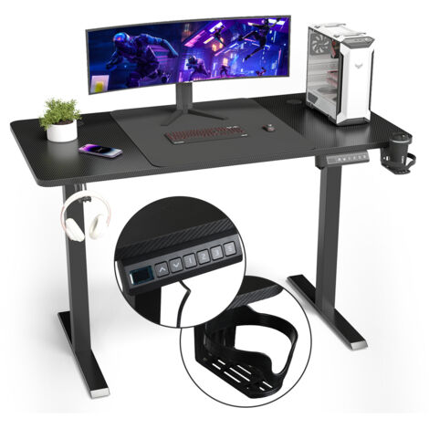 Jiubiaz Scrivania elettrica regolabile in altezza 140x60 cm con piano – motore singolo invertito, struttura 2 sezioni 55x55 mm, scrivania sit-stand nera