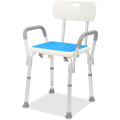 Jiubiaz Sedile per doccia con schienale Sgabello per doccia Sedia per doccia Sgabello da bagno Regolabile in altezza Sgabello da bagno Ausilio per la doccia Sedile per doccia Sedile da bagno