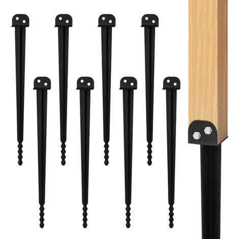 Jiubiaz Soporte para postes para clavar 8 uds, 700 mm, 55 mm, recubrimiento en polvo, para postes de madera, valla y jardín