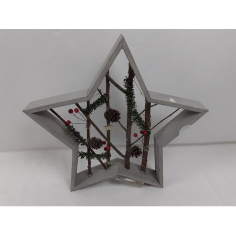 JJA - Étoile de Noël lumineuse - Bois et Micro-LED - Style rustique naturel - Voir photos