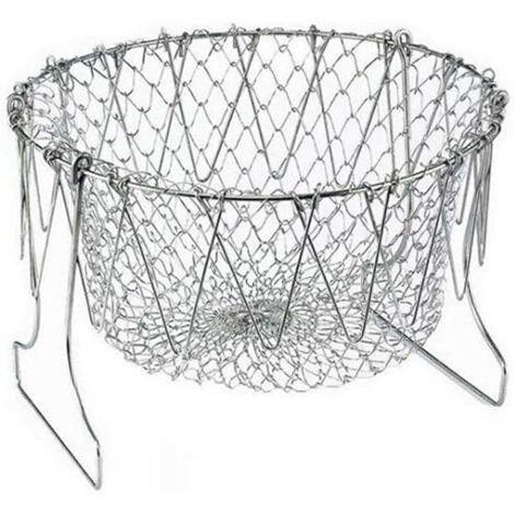 JJDD Panier pliable en acier inoxydable multi-fonctions pour frire et cuisine