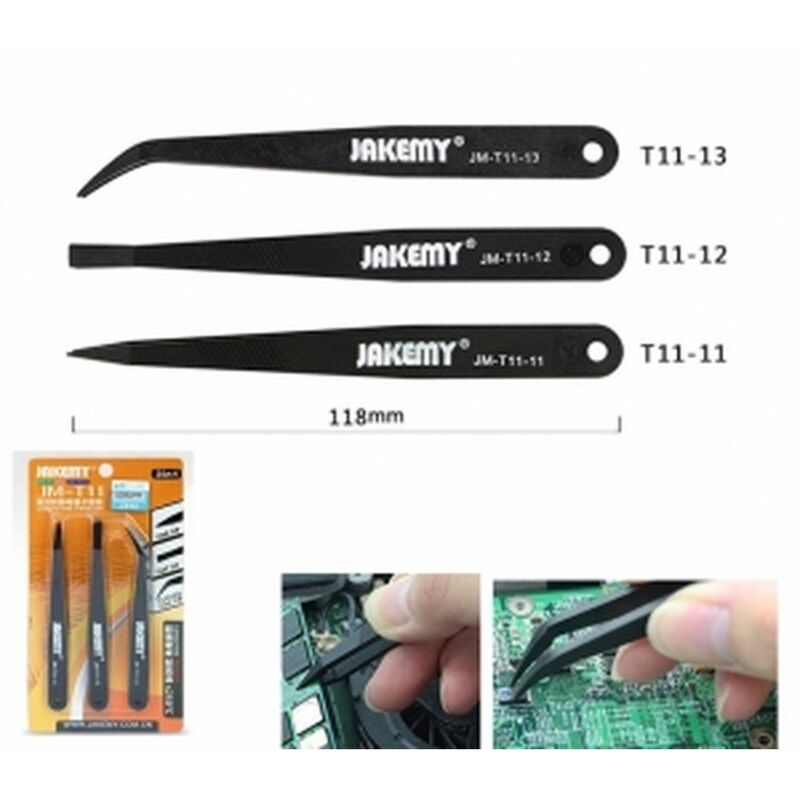 

Jakemy - JM-T11 pinzas de plástico antiestáticas, Set con pinzas curvas y rectas