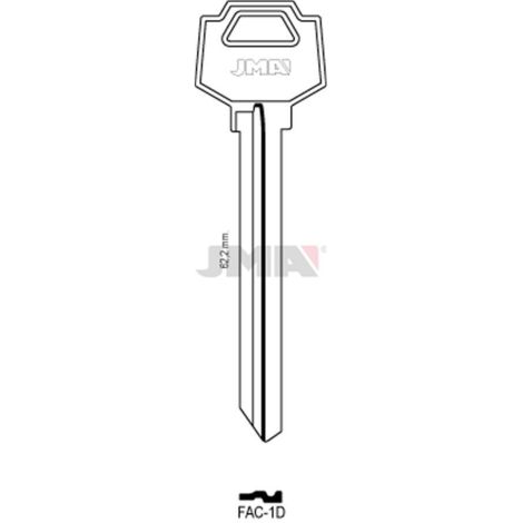 JMA llavin fac-1d caja 50 , Llave en Bruto JMA FAC 1D. - Pertenece a grupo C, pensado para cerraduras de perfil estándar (tipo FAC). - Material: acero niquelado, ideal para mecaniz