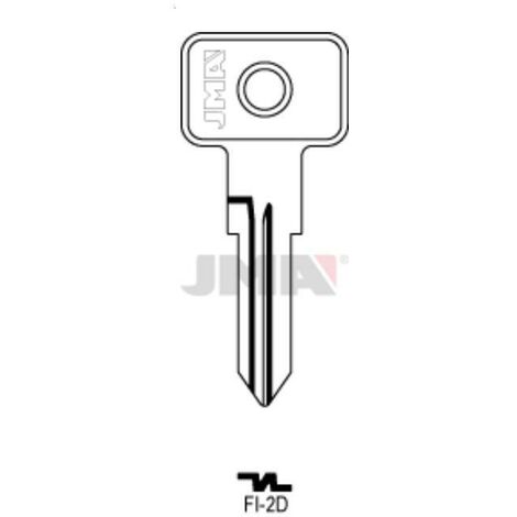 JMA llavin fi-2d. acero c-50 , Llavin en bruto para copia de llave de vehiculos FI 2DAceroCaja de 50 unidades.