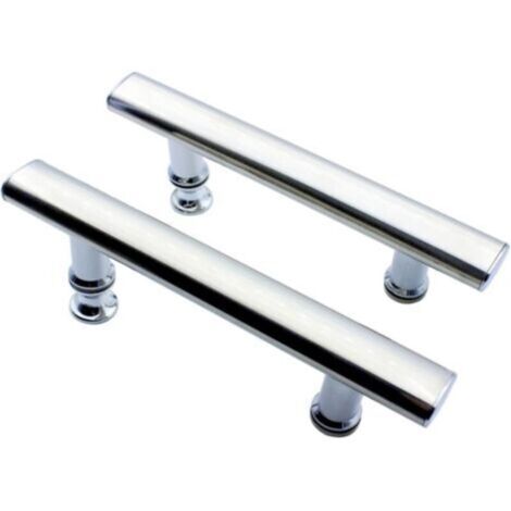 Jn.Songs – Poignée de porte de douche chromée – Entraxe 145 mm – Pour verre trempé 6 à 12 mm – Lot de 2 poignées – Installation rapide