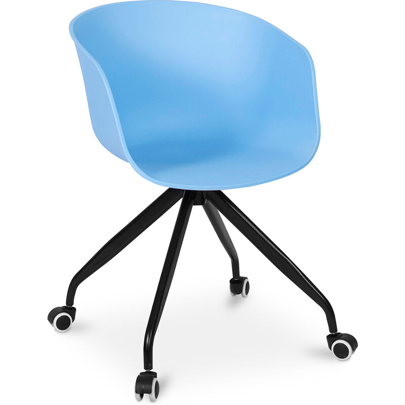 privatefloor - chaise de bureau avec accoudoirs - chaise de bureau avec roulettes - guy - joan bleu - métal, pp - bleu