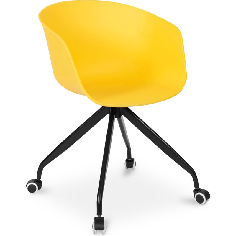 privatefloor - chaise de bureau avec accoudoirs - chaise de bureau avec roulettes - guy - joan jaune - métal, pp - jaune