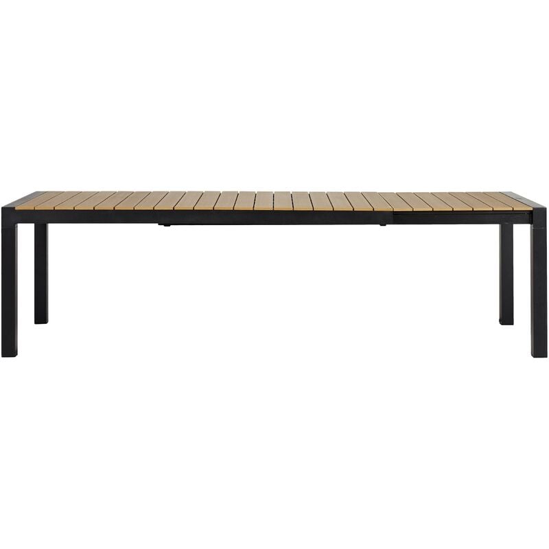 Ebuy24 - Joan Table de jardin 205-275 x 100 cm, avec 1 plateau supplémentaire, finitions noir et teck.
