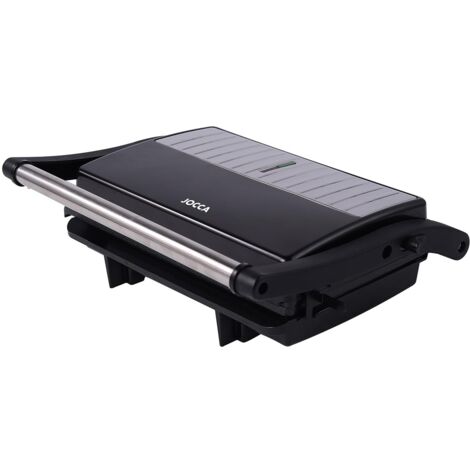 JOCCA - Panini Grill 2 Fette/Apertura 180º/Antiaderente/Potenza 1000 W/Paniniera, Grill, Griglia, Piastra Elettrica/Manico Cool Touch/Luci di accensione (Nero)