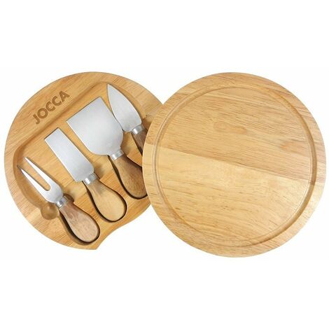 Jocca - Set Tavola Formaggi con Coltelli in Acciaio Inox  Ideale per Amanti del Formaggio  Tavola Rotonda diametro 20cm con Set di 4 Coltelli  Perfetto Regalo Originale