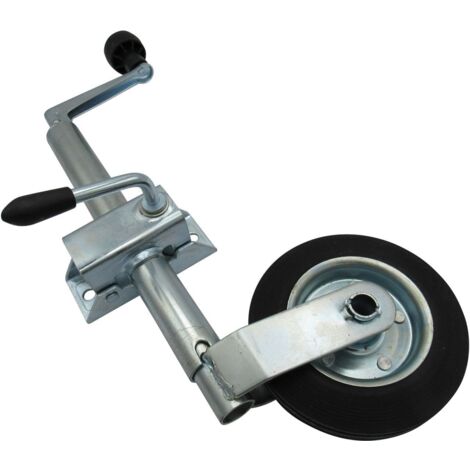 Jockey Wheel with Clamp 34MM  (Metal Rim Heavy Duty Rubber Trailer Caravan Guide)