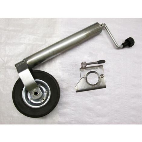 Jockey Wheel with Clamp 60MM  (Metal Rim Guide Trailer Caravan Heavy Duty Rubber)